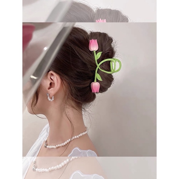 Kẹp tóc cành hoa Tulip sang trọng (3 mẫu)
