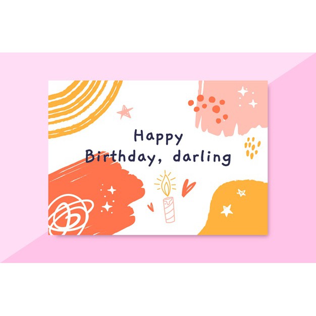 Thiệp sinh nhật happy birthday 12x17cm kèm phong bao kraft vintage