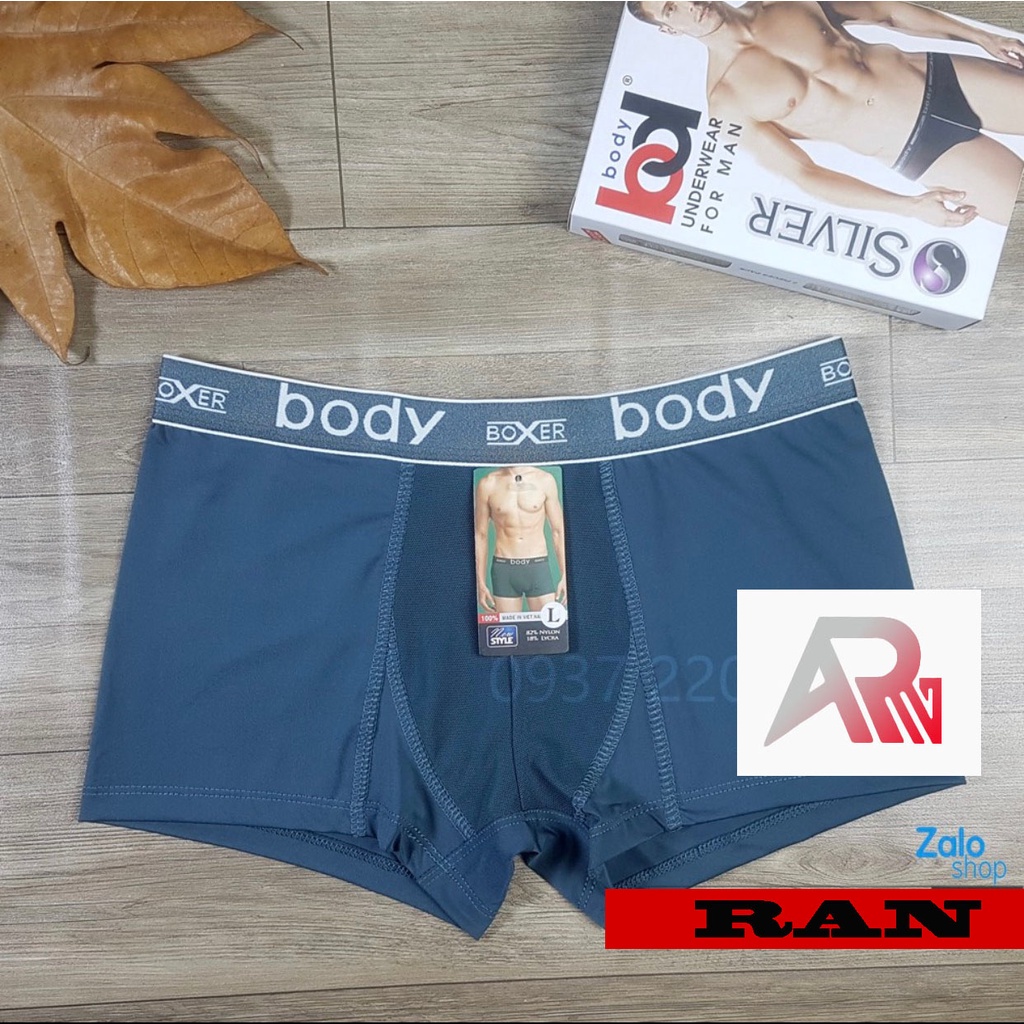 Quần xịp nam BODY boxer vải thun lạnh pha lụa siêu mát - Sịp đùi BODY Silver 802