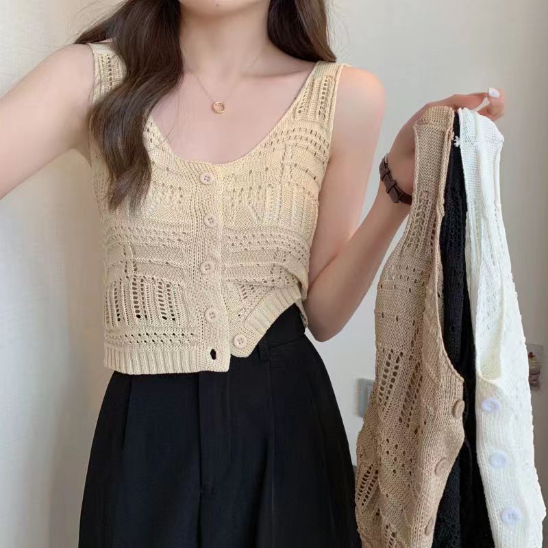 Áo cardigan Dệt Kim Mỏng Không Tay Phong Cách Hàn Quốc Thời Trang Mới Cho Nữ