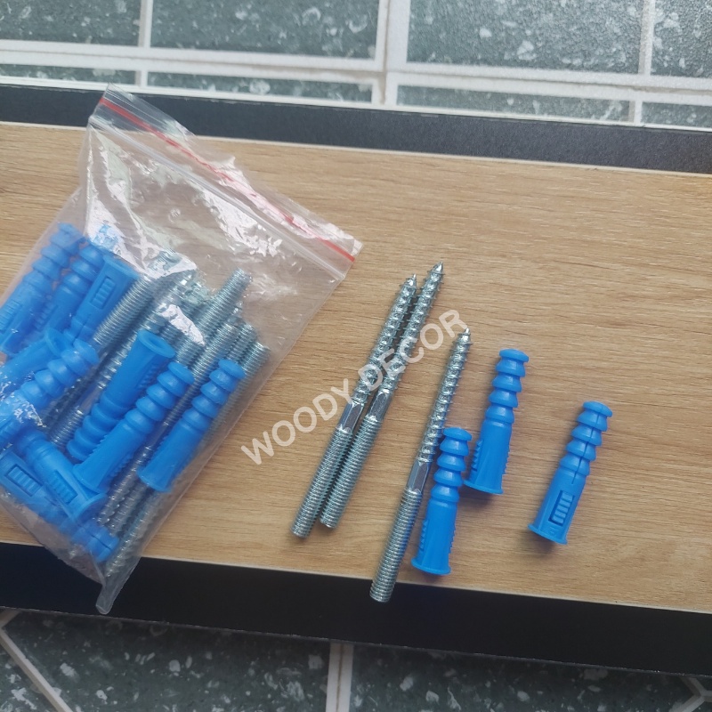 Vít chốt âm tường M8 100mm loại 2 ren hàng thiết kế cho kệ treo tường, phụ kiện WOODY PA