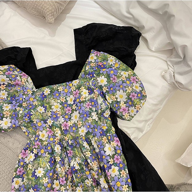 [SALE MẠNH] Váy hoa nhí cổ vuông tay bồng sang chảnh | BigBuy360 - bigbuy360.vn