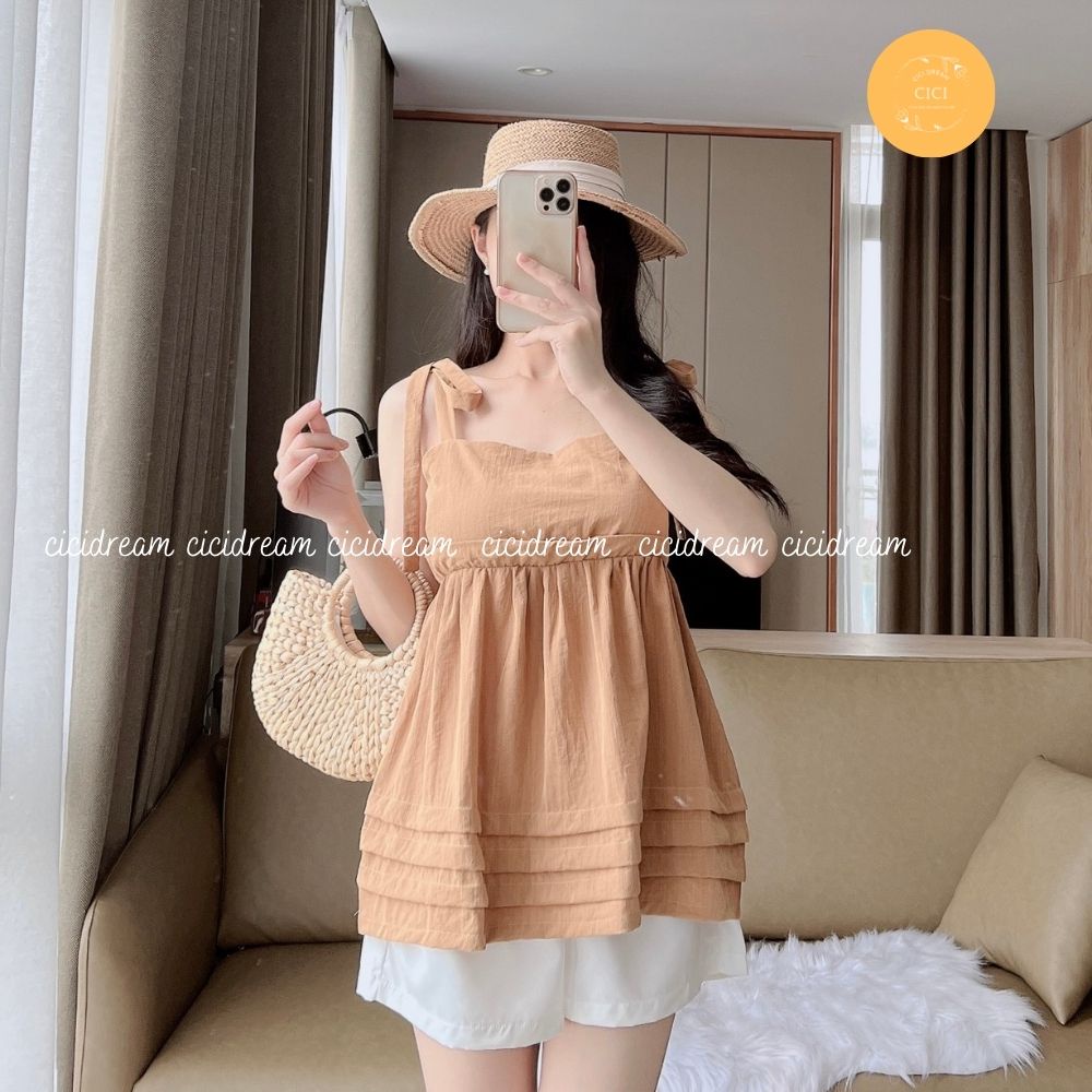 Sét 2 dây thắt nơ 4 màu phối quần đùi trắng điệu đã ngây thơ , Set bộ tiểu thư 2 dây  thời trang nữ ngọt ngào