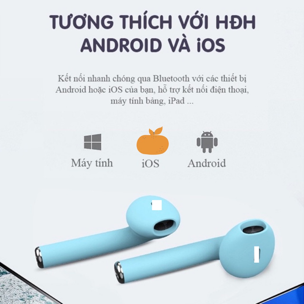 Tai nghe bluetooth không dây Inpods i12 TWS nút cảm ứng âm thanh HIFI có mic đàm thoại