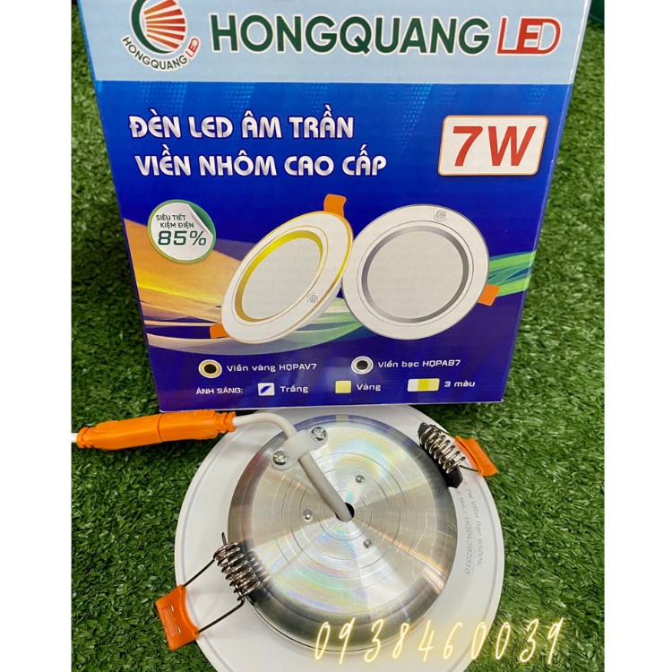 Đèn led âm trần viền nhôm cao cấp-7W Hồng Quang-BẢO HÀNH 2 NĂM - CHÍNH HÃNG