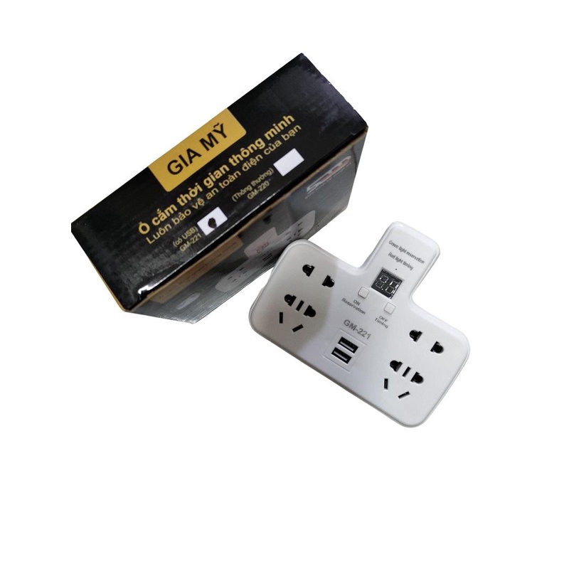 Ổ Cắm Điện Hẹn Giờ Đa Năng Thông Minh GM-221 Có 2 Cổng USB