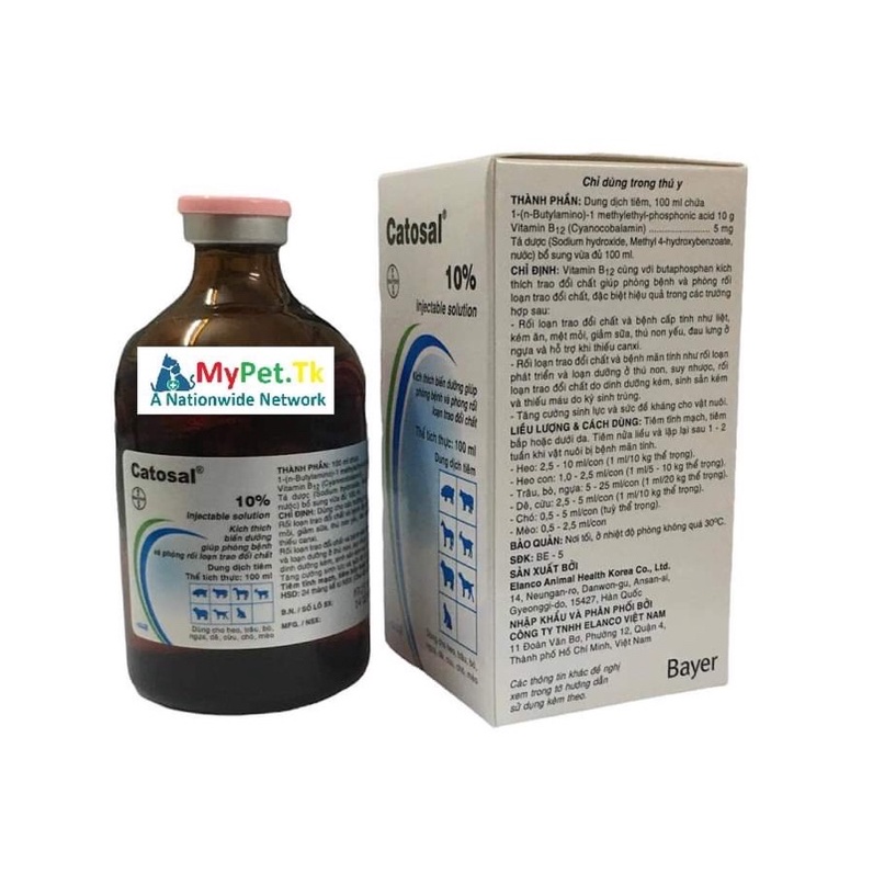 Bayer Catosal cho heo bò chó mèo dê cừu gà vịt chim 100ml