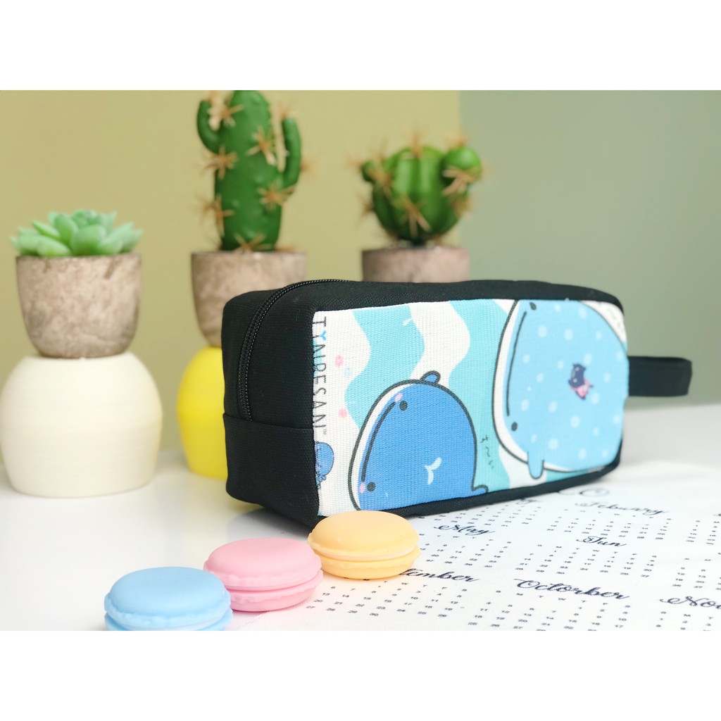Bóp Viết Vải Canvas Cá Voi Sọc Xanh