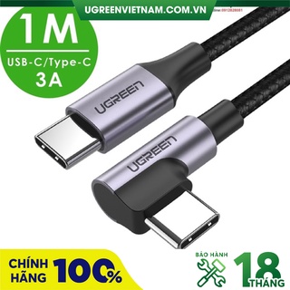 Cáp USB type-C 2 đầu dài 1M sạc và truyền dữ liệu đầu bẻ góc 90 độ chính hãng Ugreen 50123 cao cấp