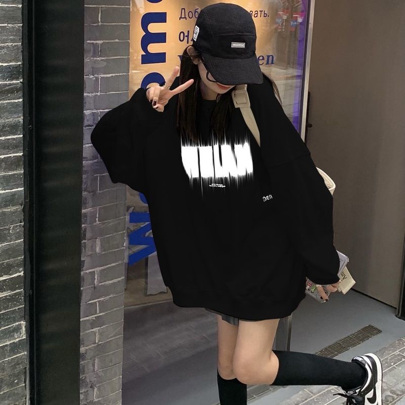 COZOK Áo sweater tay dài dáng rộng cá tính trẻ trung