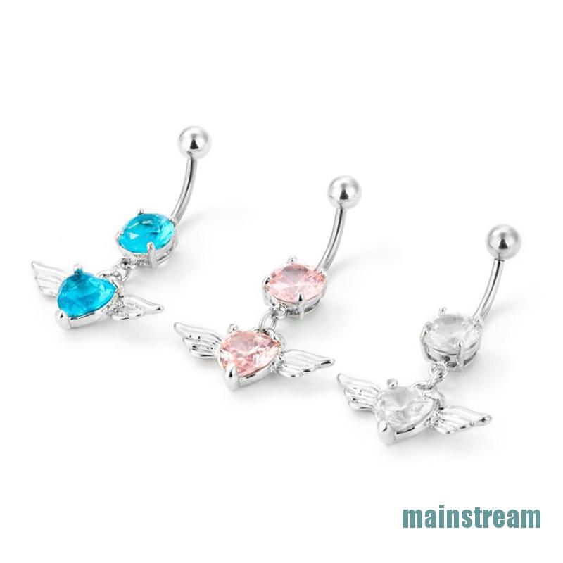 Khuyên Rốn Hình Đôi Cánh Đính Đá Pha Lê Sang Trọng 14g