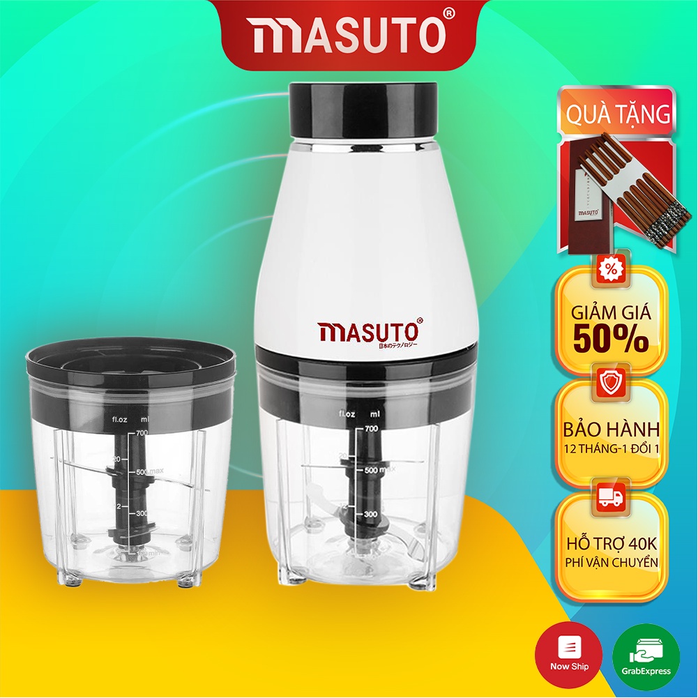 Máy xay sinh tố gia đình đa năng Masuto xay thịt tôm cá ăn dặm siêu nhuyễn mịn chỉ 10s cối 0,6L TẶNG ĐŨA