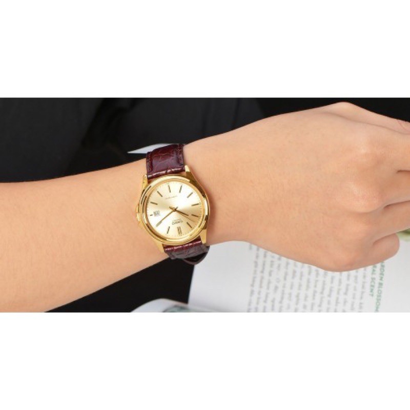 Đồng hồ đôi nam nữ dây da Casio Anh Khuê MTP/LTP 1183Q-9A