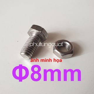 Bù lon có tán inox 8ly độ dài từ 1p5 đến 8p - phụ tùng quạt bulong