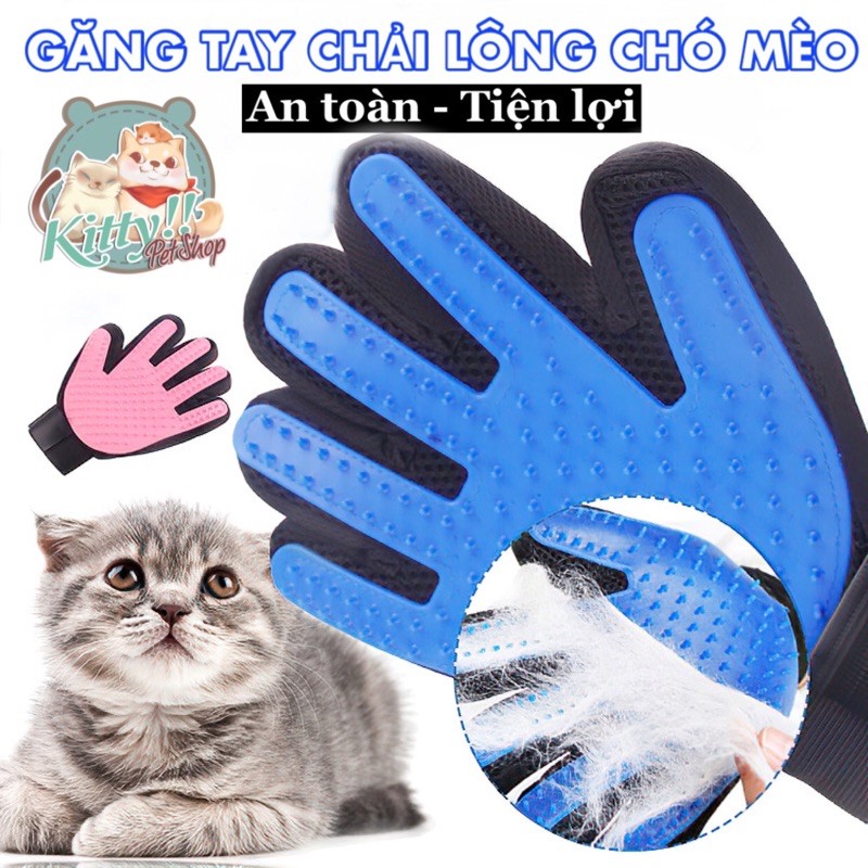 Găng tay lấy lông chó mèo, bàn tay chải lông rụng, tắm cho chó mèo - Phụ kiện cho thú cưng - Kitty Pet Shop BMT