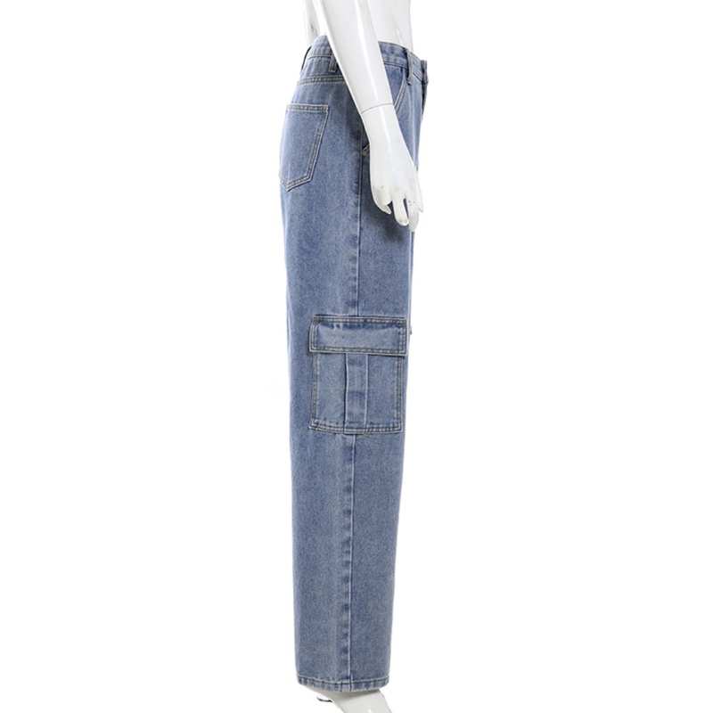 Quần Jeans Dài Lưng Cao Ống Rộng Thời Trang Cho Nữ