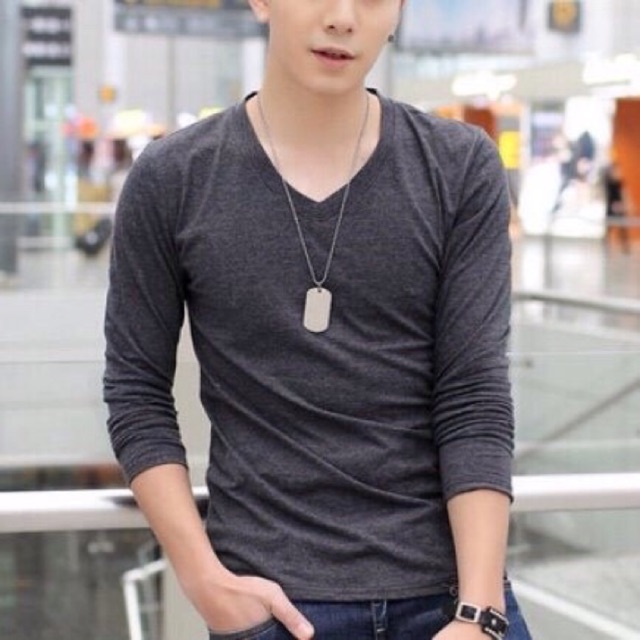 Áo thun dài tay thương hiệu Hollister - xám chì