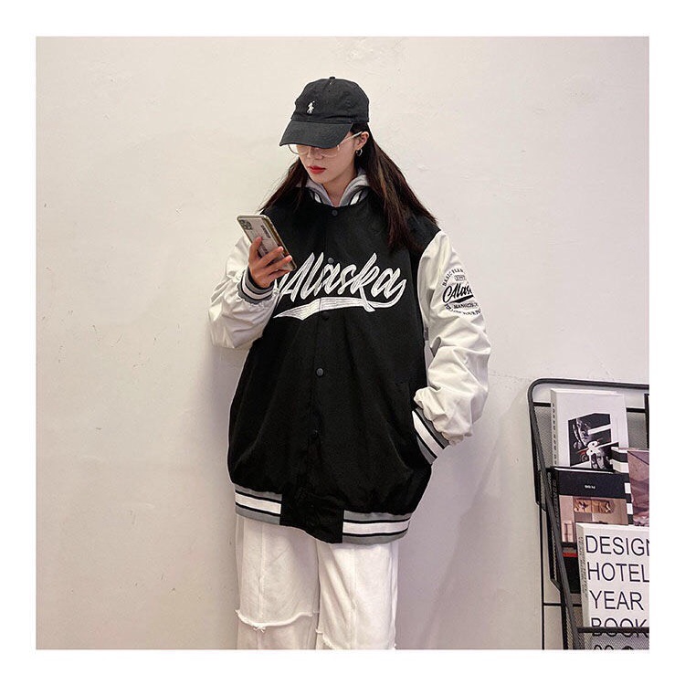 Áo bomber nam nữ phối tay in họa tiết MASKA form rộng 2 màu trẻ trung cá tính_Nanashop | BigBuy360 - bigbuy360.vn