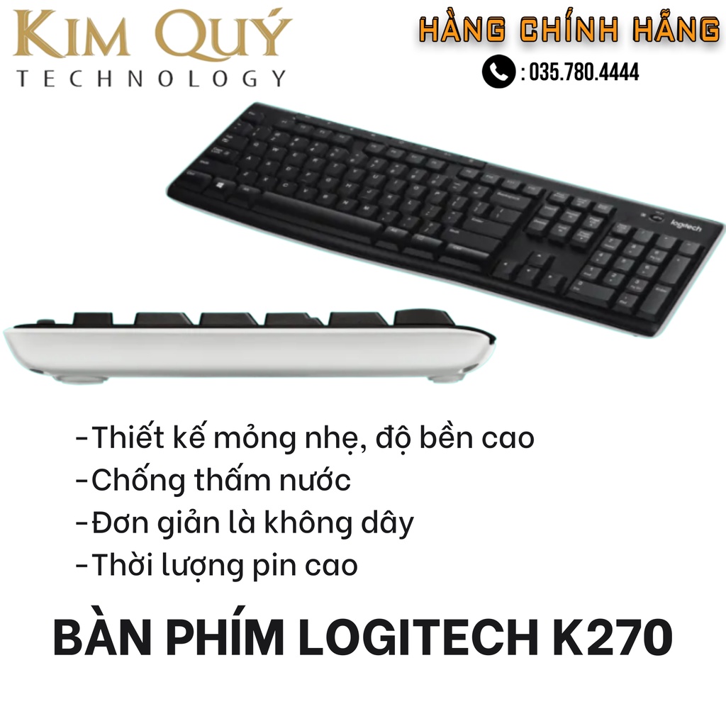Bàn phím không dây Logitech Keyboard K270 - HÀNG CHÍNH HÃNG -  BH 12 THÁNG