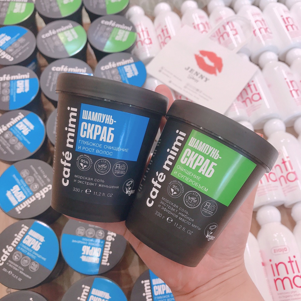 Tẩy Da Chết Tóc &amp; Da Đầu Nga Cafe Mimi Shampoo Scrub Super Volume &amp; Cleansing