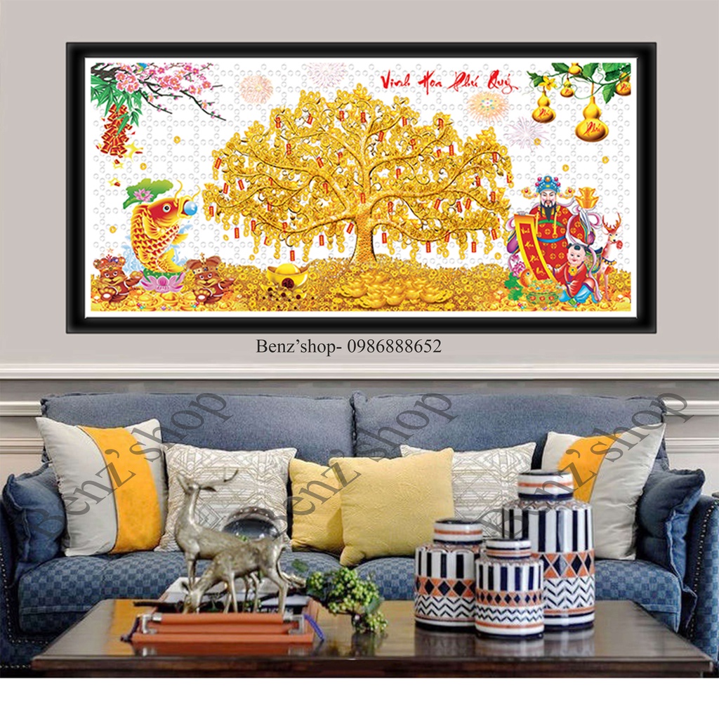 Tranh đính đá cao cấp ABC ( giá sỉ) Vinh hoa phú quý LV471 100x52cm, LV529 ( 120x65cm), tranh thêu LV3464 (84x45cm)