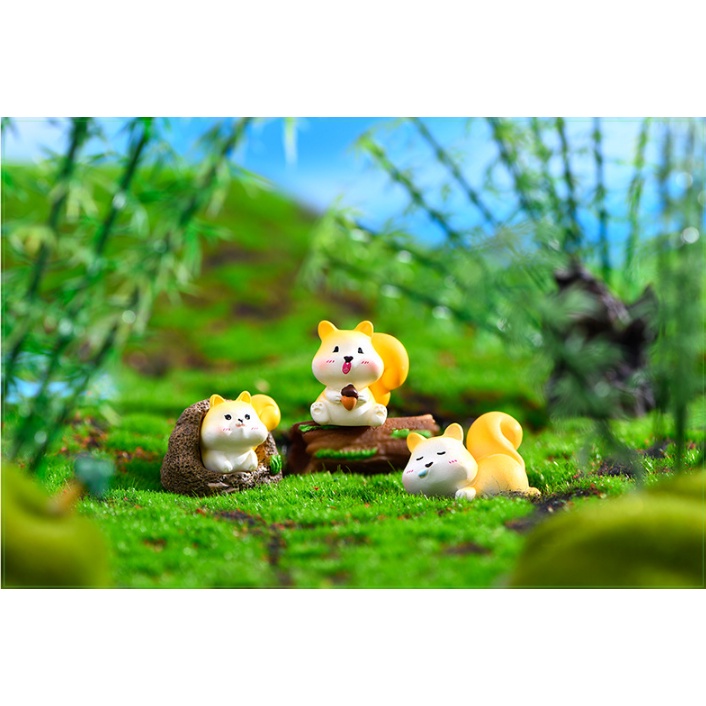 Mô hình bầy sóc vàng dễ thương trang trí tiểu cảnh, terrarium, DIY