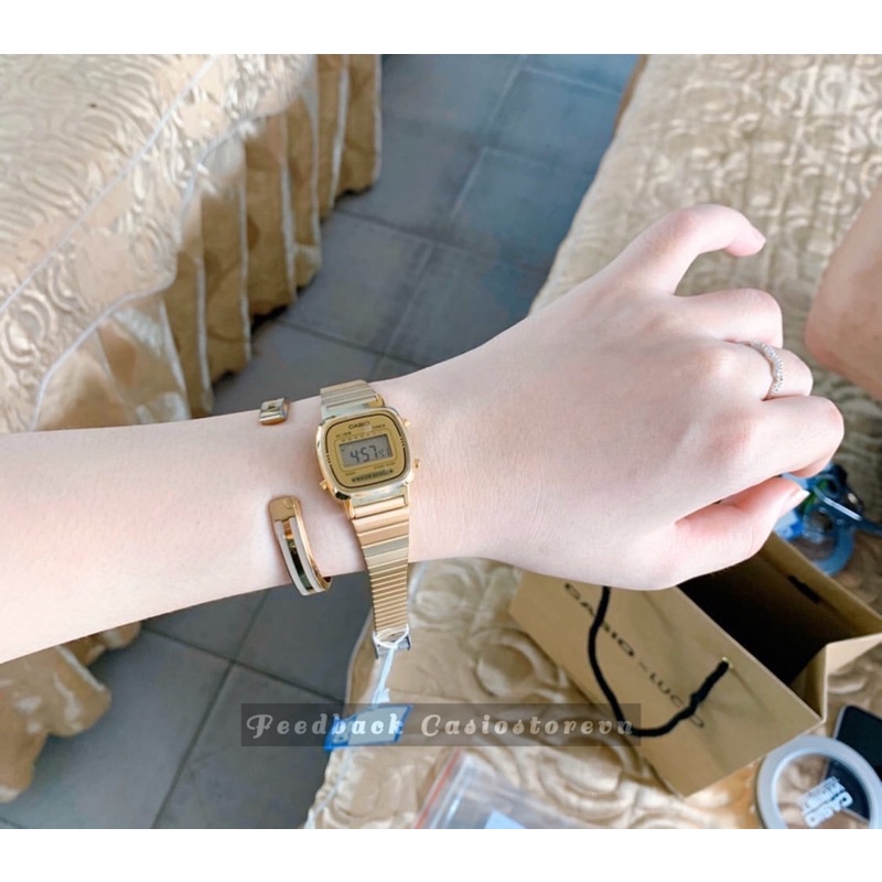 Đồng hồ Nữ Casio LA670WGA-9, đồng hồ chính hãng, vàng mặt vàng