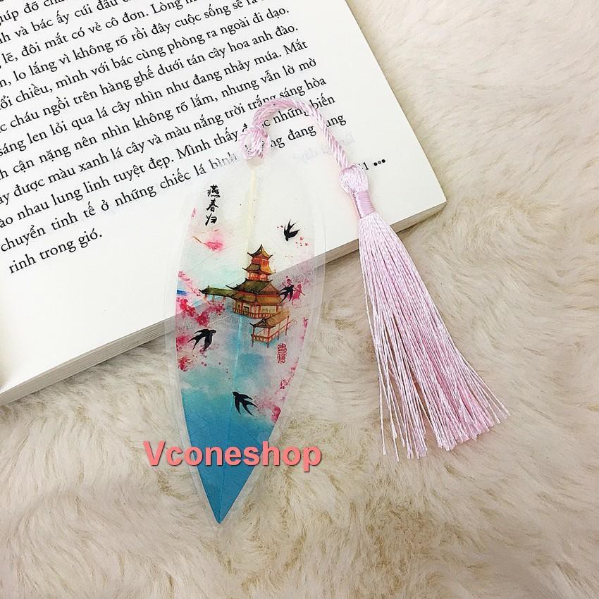 Bookmark gân lá cổ trang ép mỏng kẹp sách đánh dấu sách