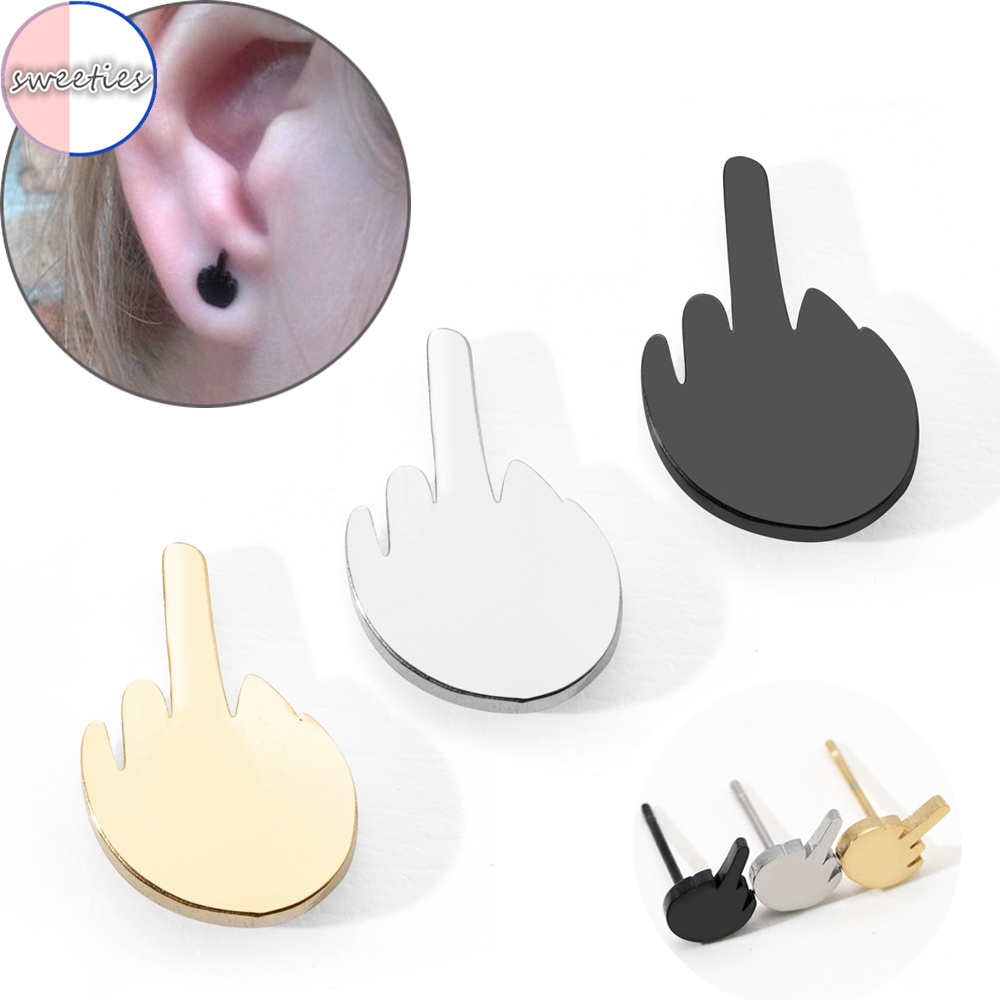 1 đôi bông tai hình ngón tay mini phong cách punk thời trang cho nam và nữ