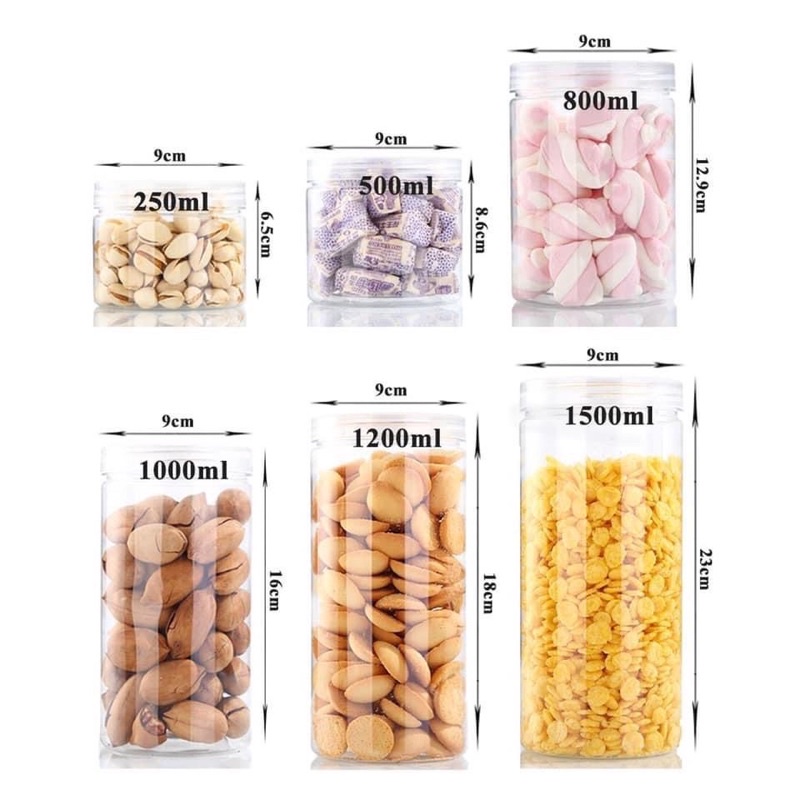 Hũ nhựa PET cao cấp 1000GR/ 750gr/ 500gr/ 300gr/ 250gr/ 200gr