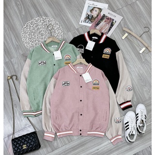 Áo Khoác Nữ Nam Bomber Unisex 🍀 Áo Bomber VATI Chất Nhung Tăm Form Rộng Phong Cách Hàn Quốc