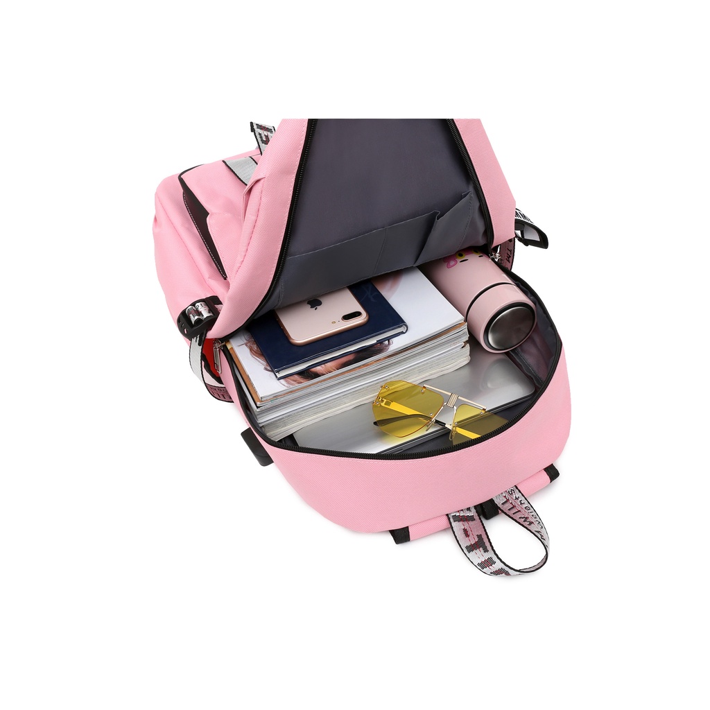 Balo Đi Học Cỡ Lớn In Họa Tiết Hoạt Hình BLACKPINK Kèm Sạc USB Tiện Dụng Thời Trang Cho Nữ # 1