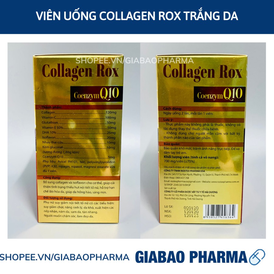 Viên uống Collagen Rox trắng da, bổ sung Collagen chống lão hóa, làm đẹp da, giảm sạm nám