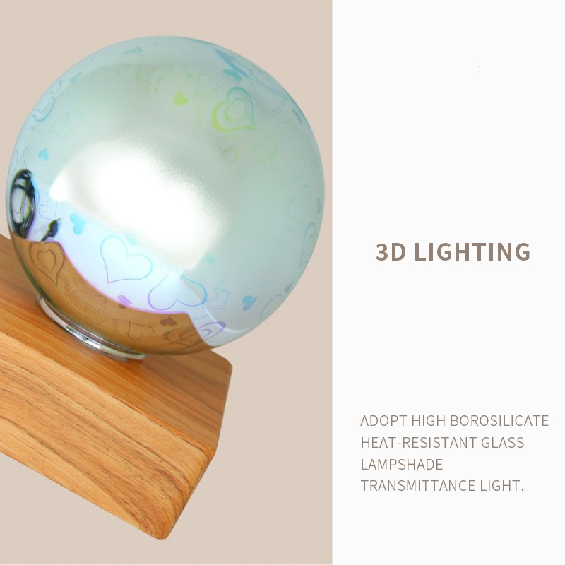 đèn phòng ngủ Pháo hoa 3D hình cầu pha lê thủy tinh đèn ngủ Giao diện USB cơ sở gỗ rắn Ngày lễ tình nhân món quà ngày lễ trang trí bầu không khí món quà Đèn trang trí Đèn phòng tắm