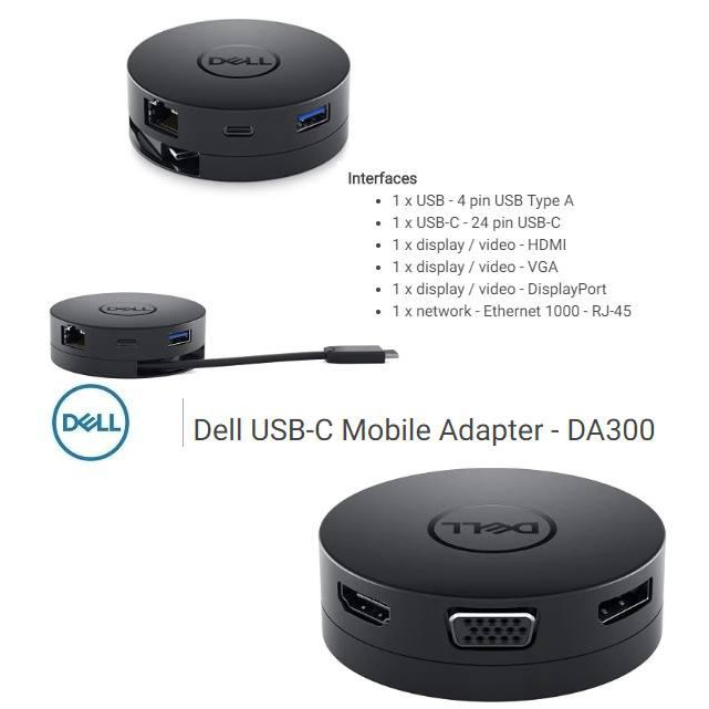 Bộ Chuyển Đổi Dell DA300 USB Type-C 1 Ra 6 Cao Cấp