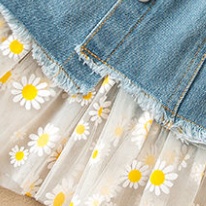 Mới Chân Váy Denim Họa Tiết Hoa Cúc Thời Trang 2022 Cho Bé Gái