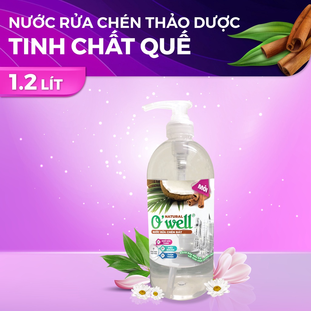 Nước Rửa Chén Owell Tinh Dầu Quế Siêu Sạch 1200ml