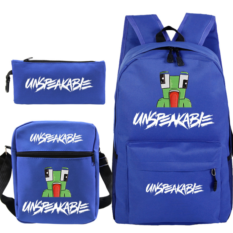 UNSPEAKABLE Pattern Custom Student School Bag Leisure Backpack Small Shoulder Bag Pen Bag Three-piece Suit