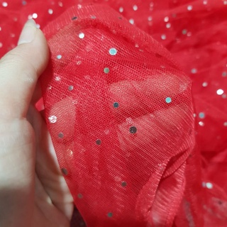 Voan Lưới Kim Sa Đỏ Lấp Lánh