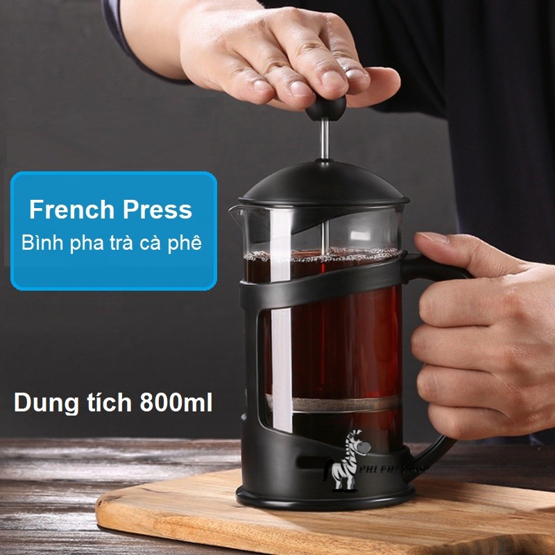 Bình pha cà phê Pháp French Press , pha trà Lock&Lock LLG018 , LLG019 dung tích 800ml