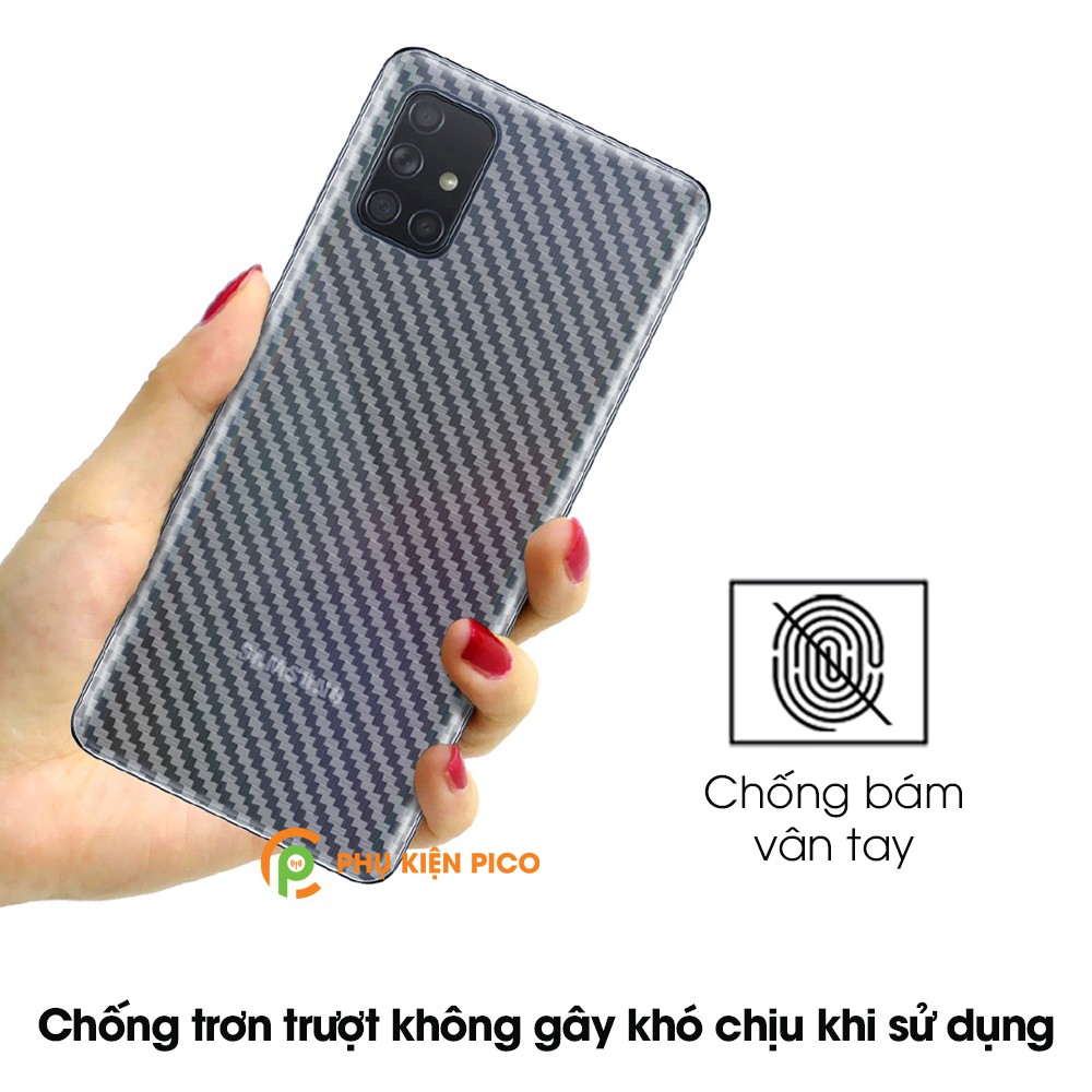 Dán lưng Samsung A71 trong suốt nổi vân Carbon 3D tản nhiệt tốt - Dán lưng vân Carbon Samsung Galaxy A71