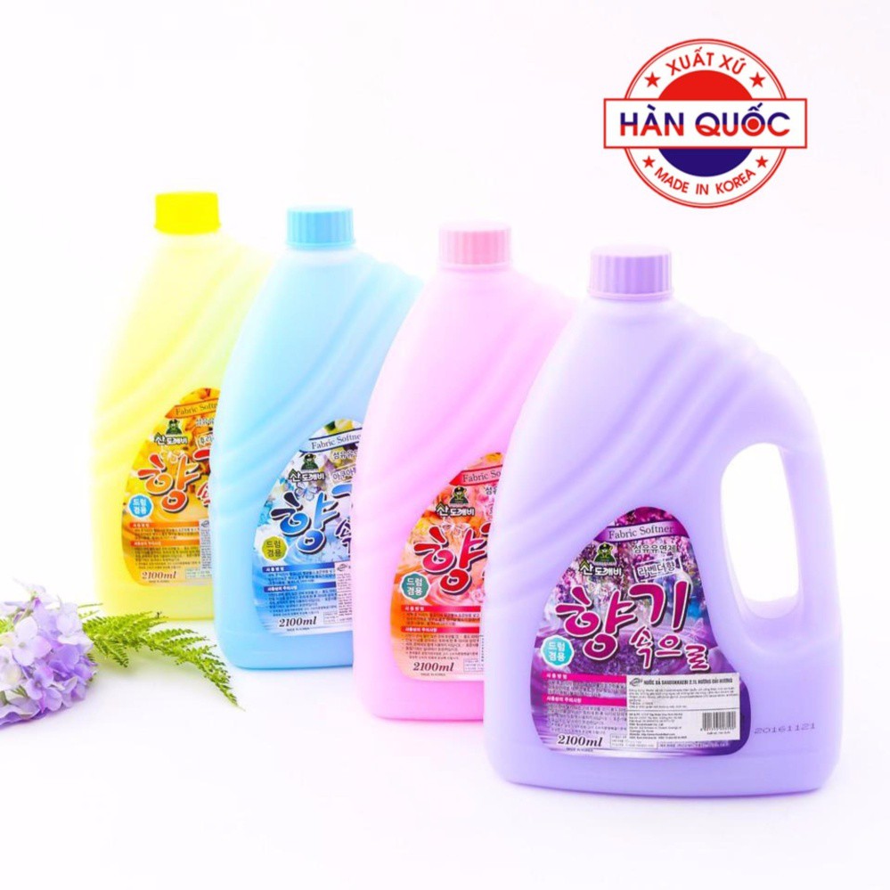 Combo Nước xả làm mêm vải 2100ml Xanh và nước giặt len dạ 500ml Sandokkaebi TI824