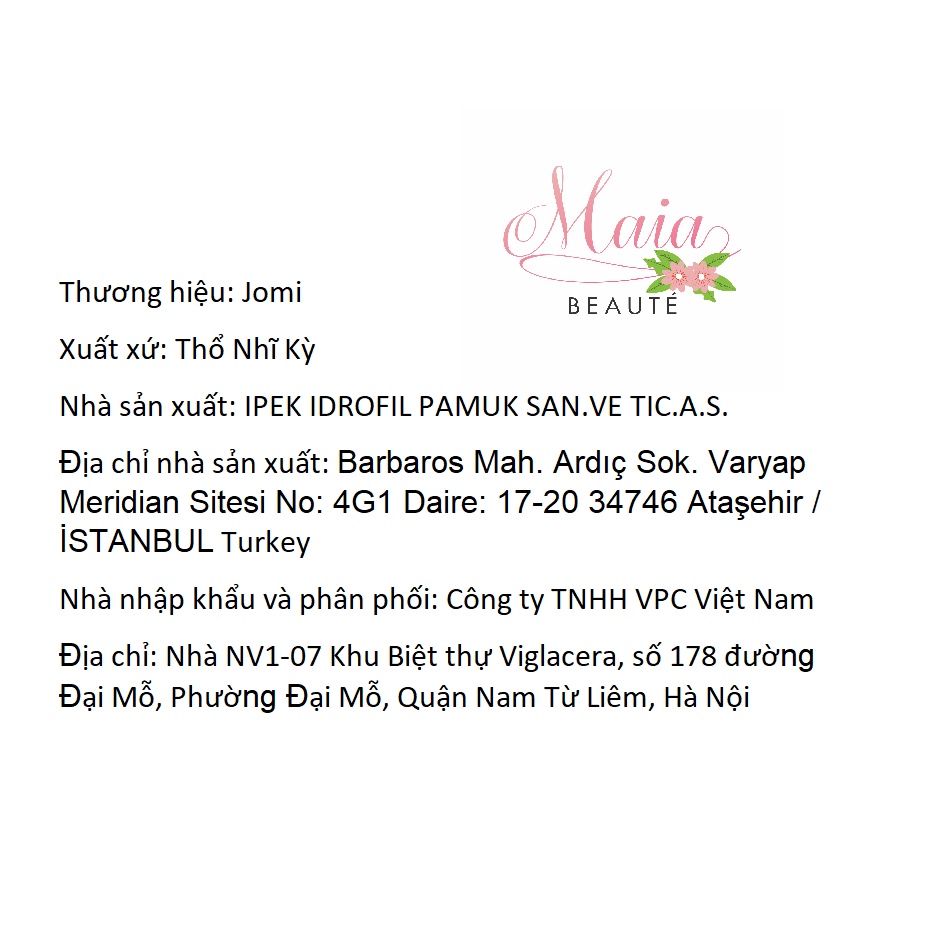 Bông tẩy trang Jomi Cotton Pads 120 Miếng