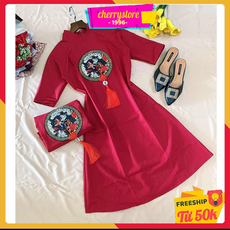 Áo dài cách tân 🎀Mua 1 tặng 1🎀 áo gấm nữ thêu hoa văn cao cấp đẹp mặc tết 2021 - Tặng bao lì xì hoạt hình | BigBuy360 - bigbuy360.vn
