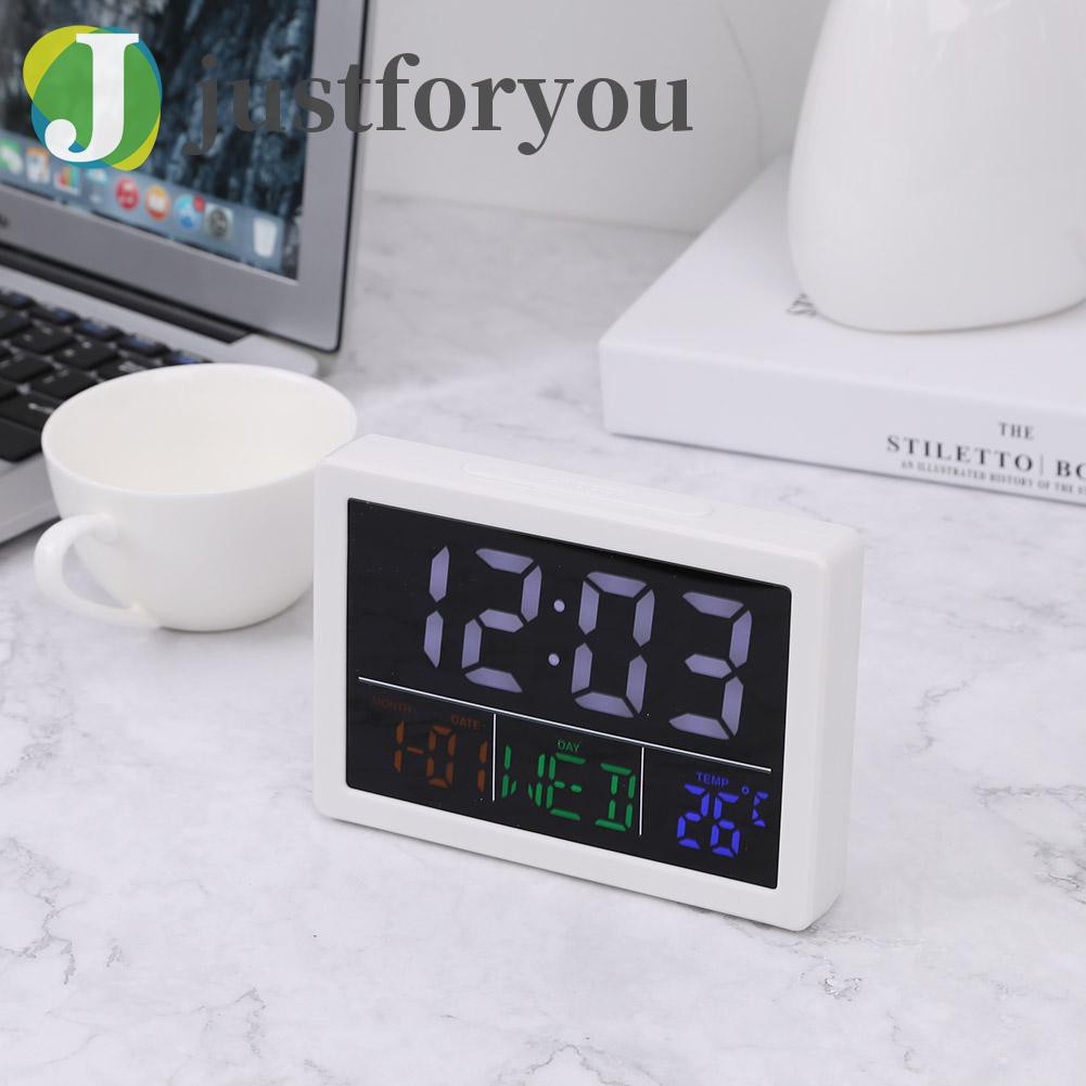 Justforyou Electric Alarm Clock Digital LED Luminous Silent Bedside Thermometer Clock