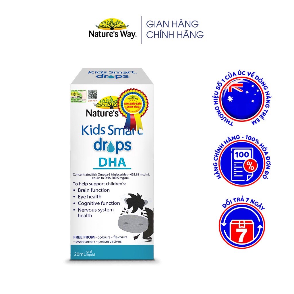 DHA Nature's Way Kids Smart Drops DHA Dạng Giọt Giúp Tăng IQ, Phát Triển Não Bộ Cho Bé 20ml