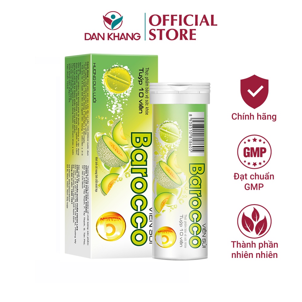 Viên Sủi Bổ Sung Vitamin C Tăng Cường Sức Đề Kháng Barocco Dan Khang Tuýp 10 Viên