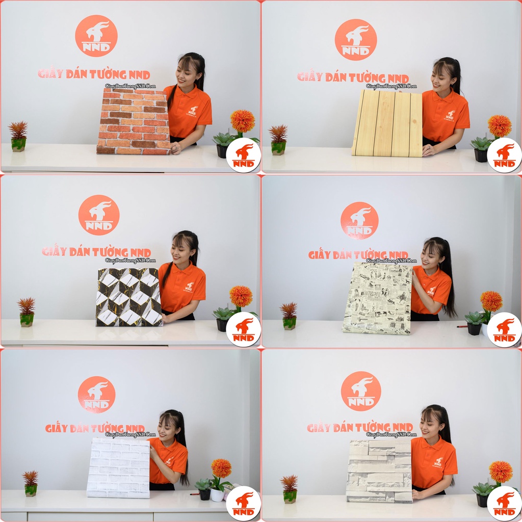 Giấy Dán Tường 3D giả gạch, giả đá, giả gỗ decal không cần keo cuộn 10m x 45cm