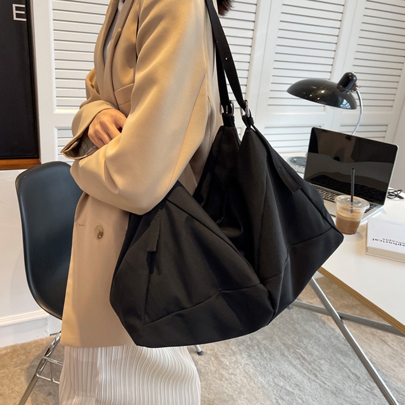 Túi Đeo Vai Bằng nylon Màu Trơn Sức Chứa Lớn Thời Trang Cho Nữ