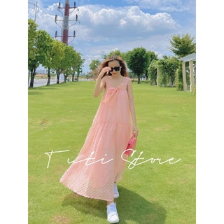 Đầm cột nơ tiểu thư mochi dress màu hồng dâu
